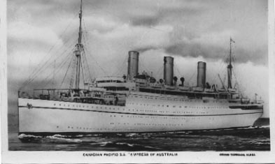 This is a postcard of the ship my grandparents brought their family to Canada on